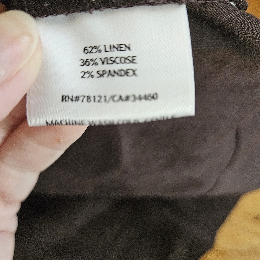 NWOT Eileen Fisher Brown Collarless Linen Shirt Jacket Size L - Picture 5 of 6